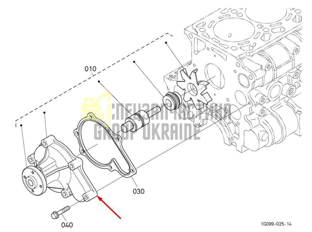 Купить Kubota 1J700-73030 Помпа водяная (насос) для V2607