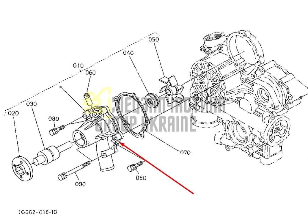 Купить Kubota 1K576-73032 Помпа водяная (насос) для D1105