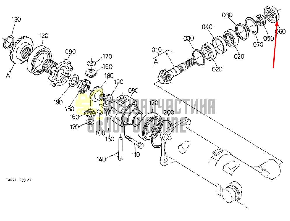 Kubota 37070-12220 Сальник хвостовика переднего моста для L2501, L2900
