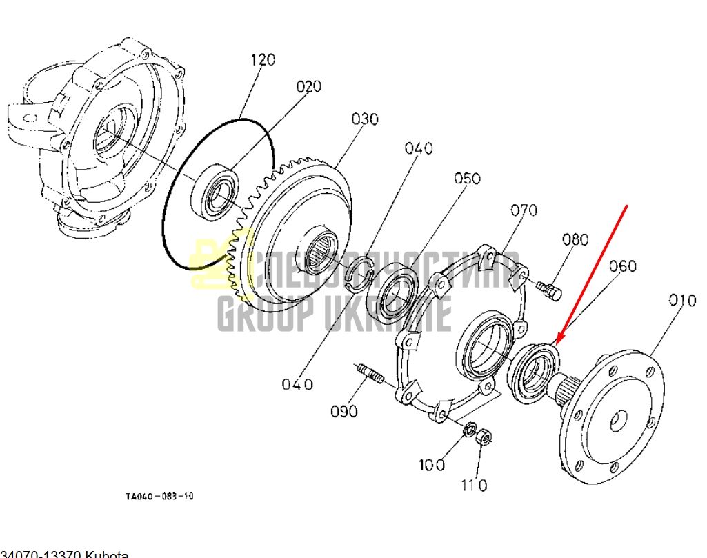Купить Kubota 34070-13370 Сальник хвостовика переднего моста для G32