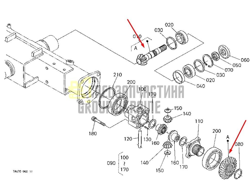Купить Kubota 37410-99200 Главная пара переднего моста для ST25, ST30