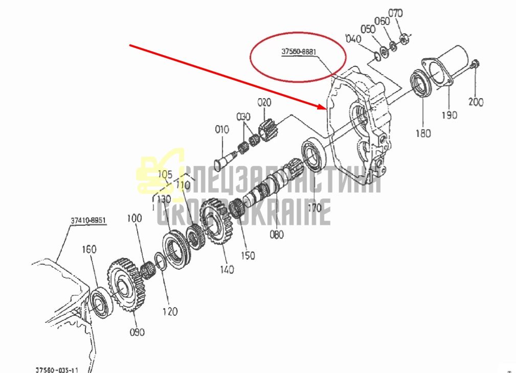 Kubota 37560-88810 Крышка ВОМа