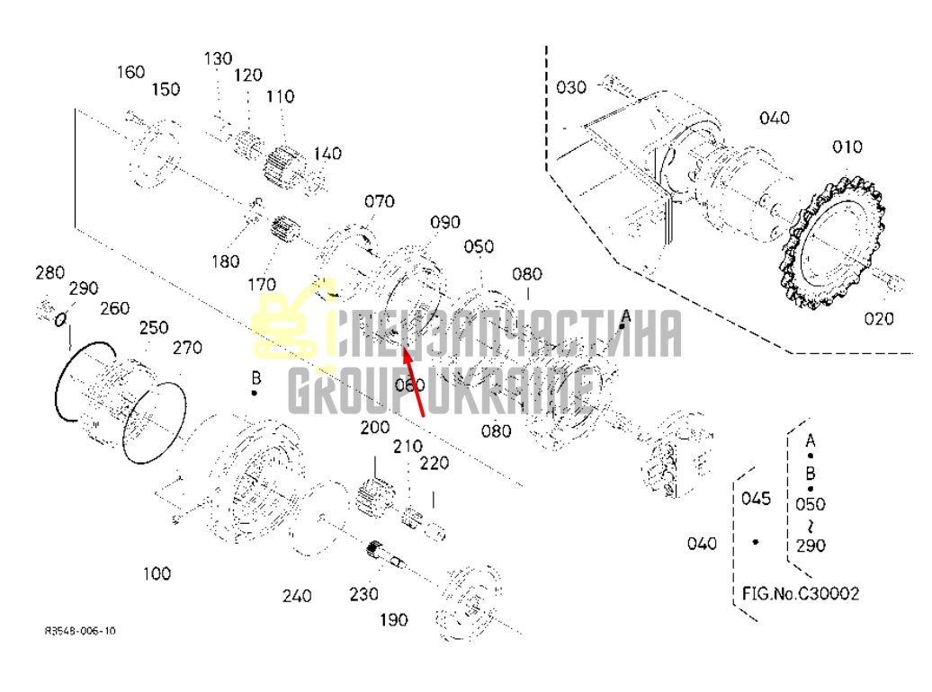 RB401-78030 Подшипник корпуса бортовой KUBOTA U27