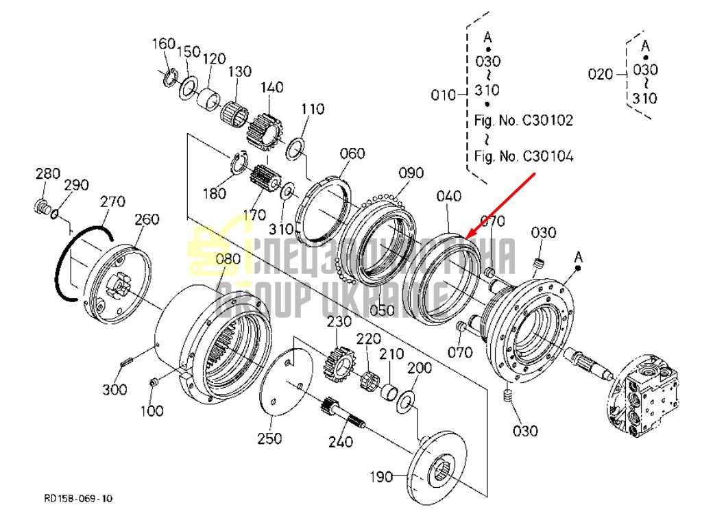 Сальник бортового редуктора RC101-13320 даукон, уплотнение KUBOTA KX71