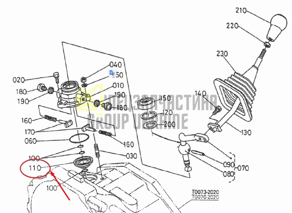 Купить Kubota T0270-23870 Пыльник рычага ВОМ для L2500