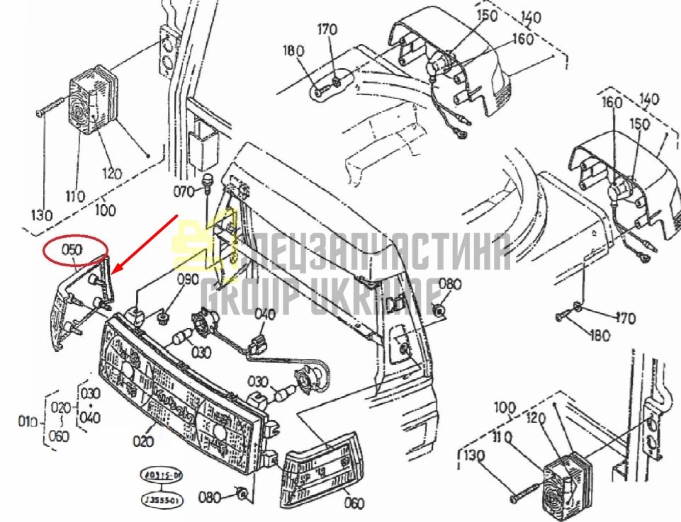 Купить Kubota T0270-99070 Катафот правый для L3010