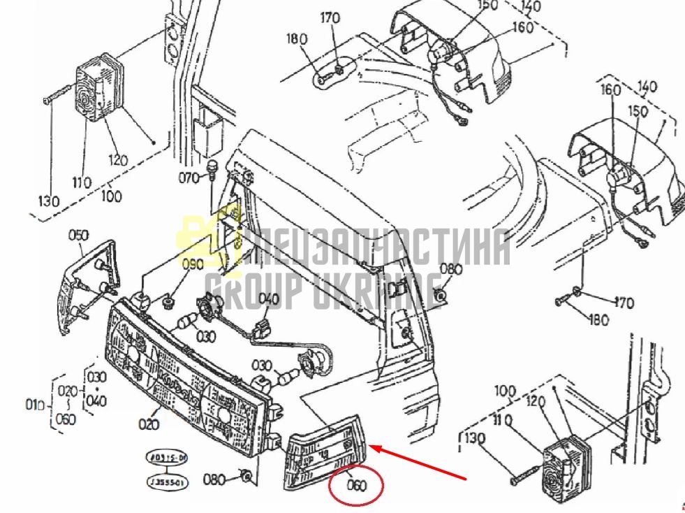 Купить Kubota T0270-99080 Катафот левый для L3010