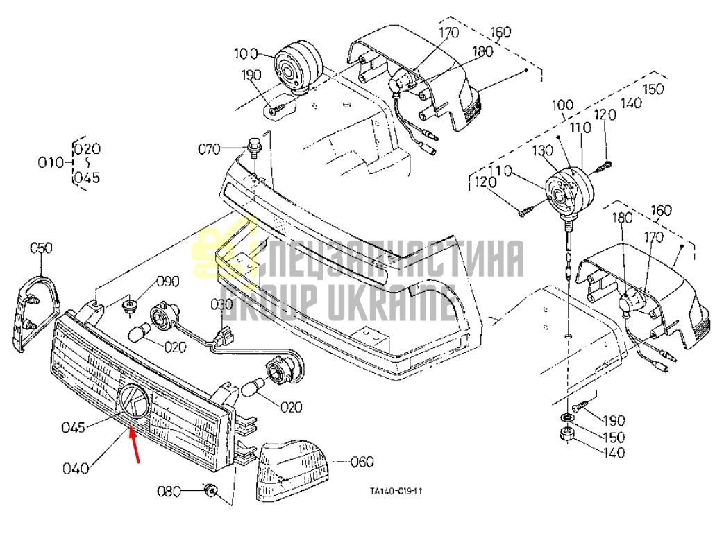 Kubota t0270-99100 Фара передня L3010