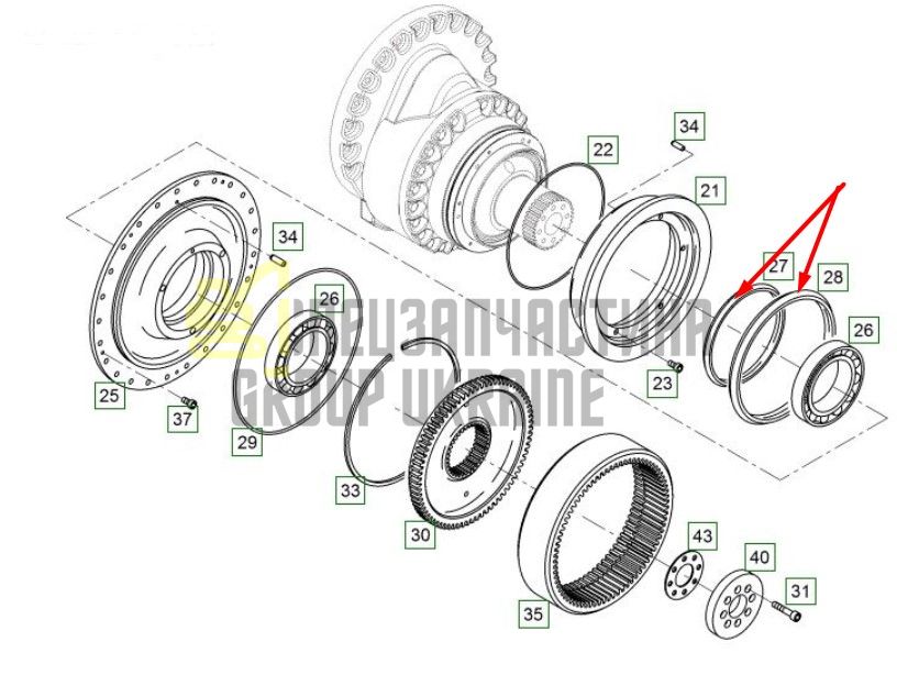 Сальник бортового редуктора 10173763 Liebherr LR636, PR724, PR726, PR734 даукон, уплотнение