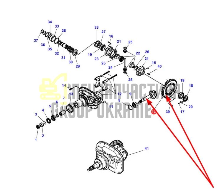 Massey Ferguson 3766285M92 Главная пара (планетарка, хвостовик) Z=8/33