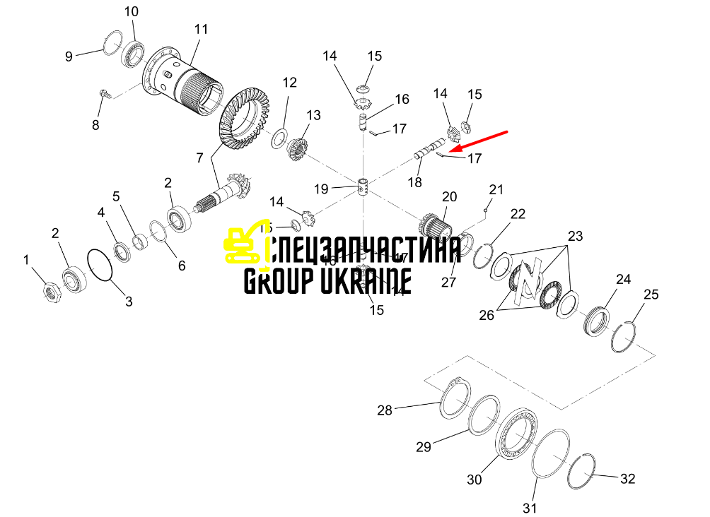Штифт, шпонка 5H.014.03.3539 MF 725-155 Manitou Dieci Faresin Dana spicer