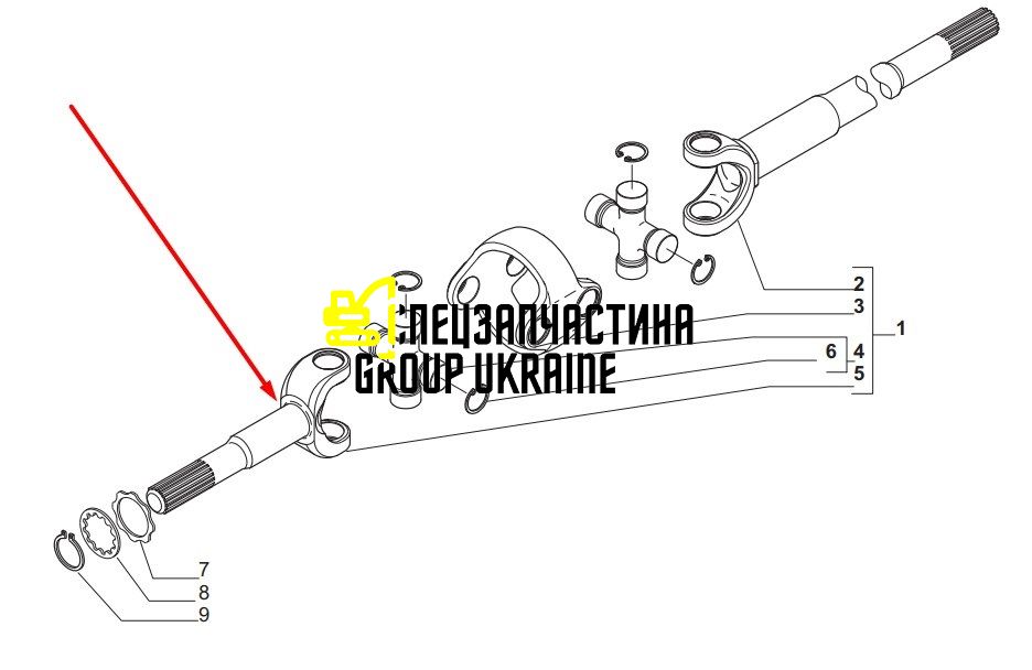 877101698 (048726, 6194916M1, 877101698, 87710169, 852-04-1288, 204977305) Піввісь коротка New Holland, Carraro