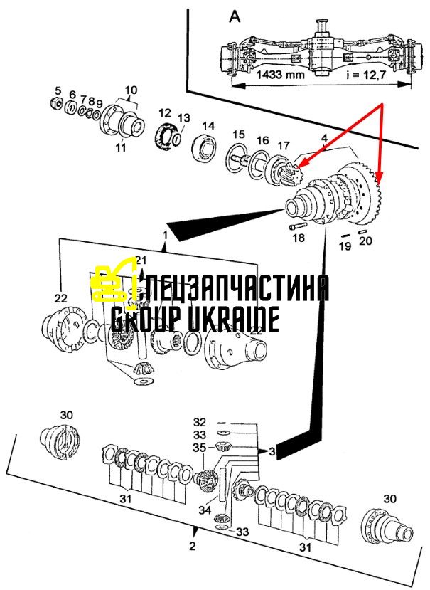 1-33-742-040 (133742040) Главная (коническая) пара New Holland, Dana Spicer