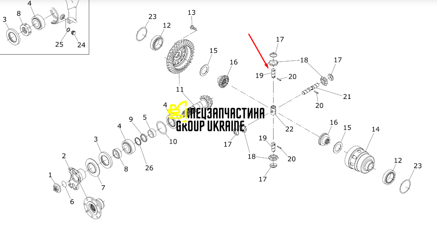 Палец металлический дифференциала ось сателлита 111.04.034.02 5H.1110403402 Manitou Dieci Faresin Dana spicer
