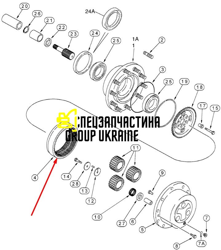 175976A1 (125186, 85808265, 11988623, CA0125186) Шестерня корончатая New Holland, Carraro Z-77