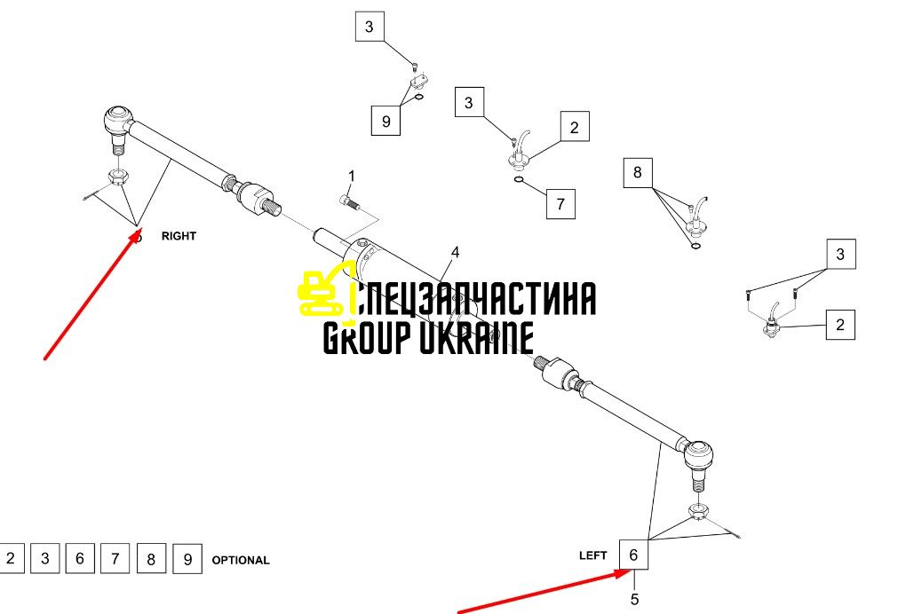 71477132 (212.24.628.56) Рулевая тяга в сборе New Holland, Dana Spicer
