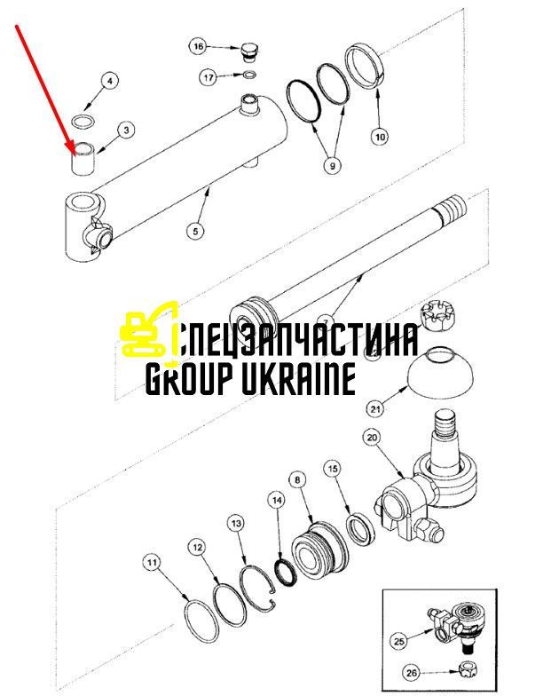 314450A1 (314450A2, 87776130) Втулка цилиндра поворота пластиковая New Holland, Dana Spicer