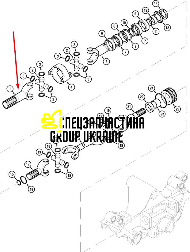 340429A1 (046241, 11353780) Полуось короткая New Holland, Carraro