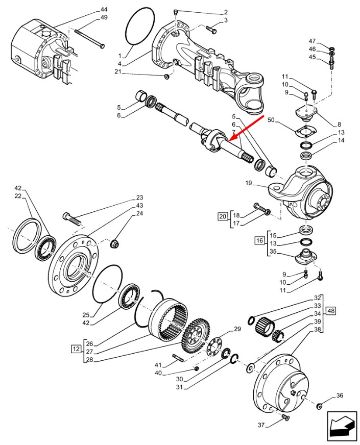 47973990 Полуось в сборе New Holland, Dana Spicer
