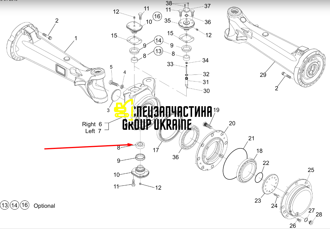 Подшипник скольжения нижний шкворня на мост Dana Spicer 212-434