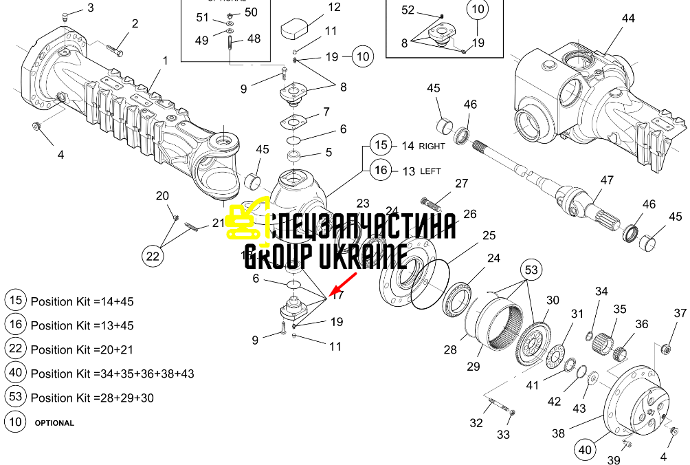 Нижний шкворень на мост New Holland, CNH, Dana Spicer 212-434