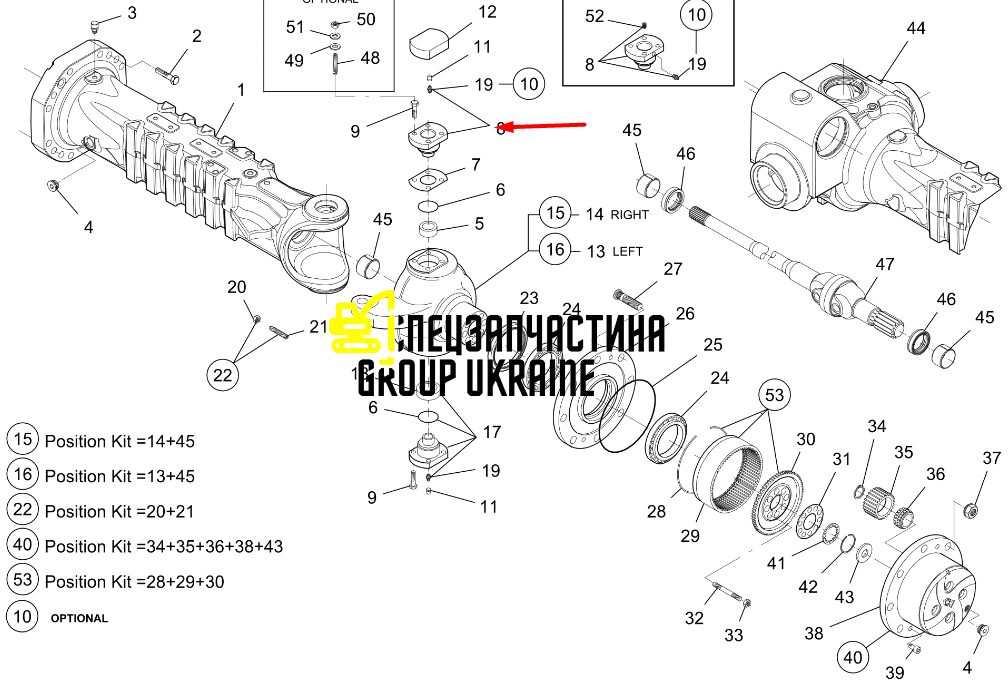 Верхний шкворень на мост New Holland, Dana Spicer 212-366