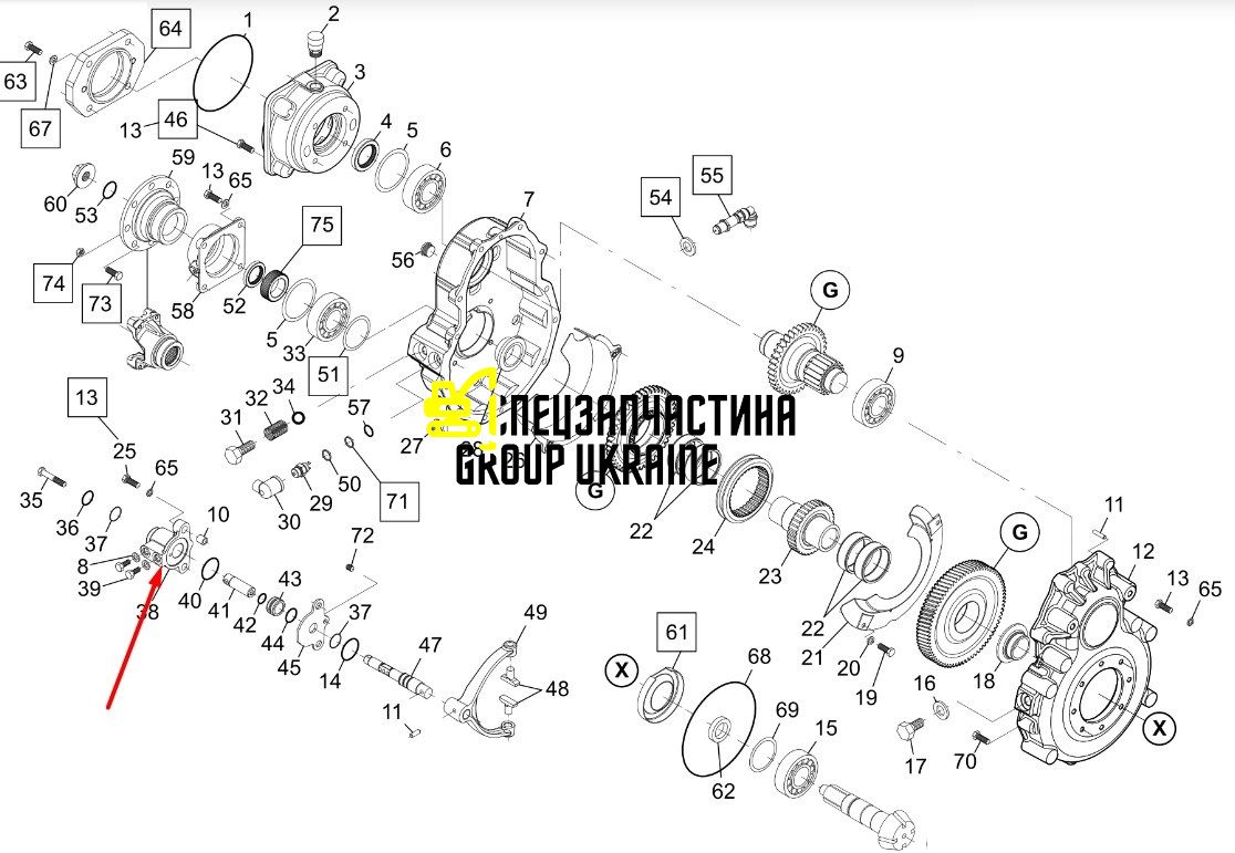 Цилиндр New Holland для моста Dana Spicer