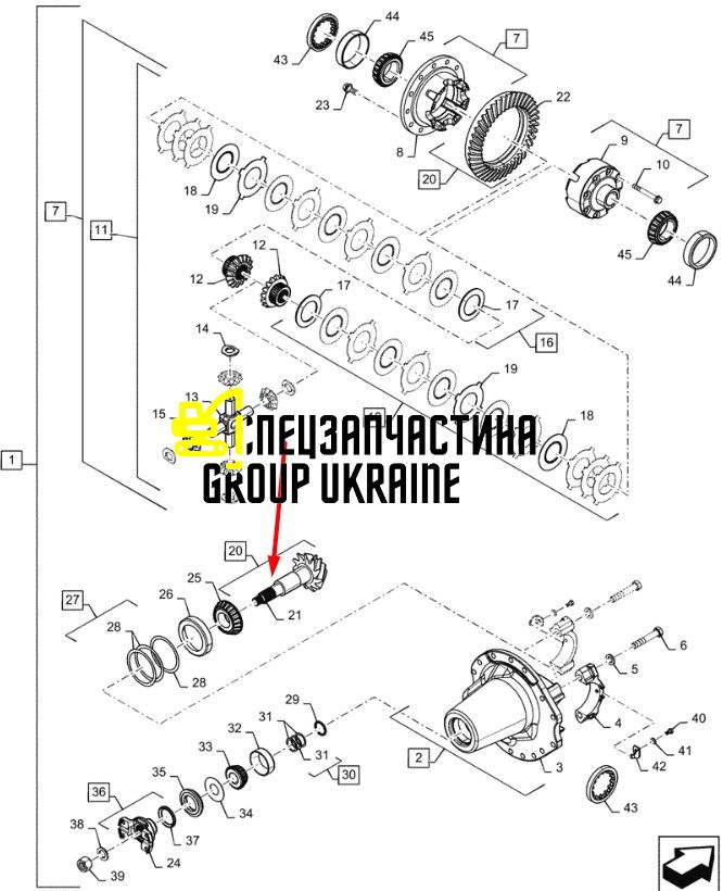 84427940 (1968293C1, 389315C91, 87776025) Главная (коническая) пара New Holland, Dana Spicer 10/41T