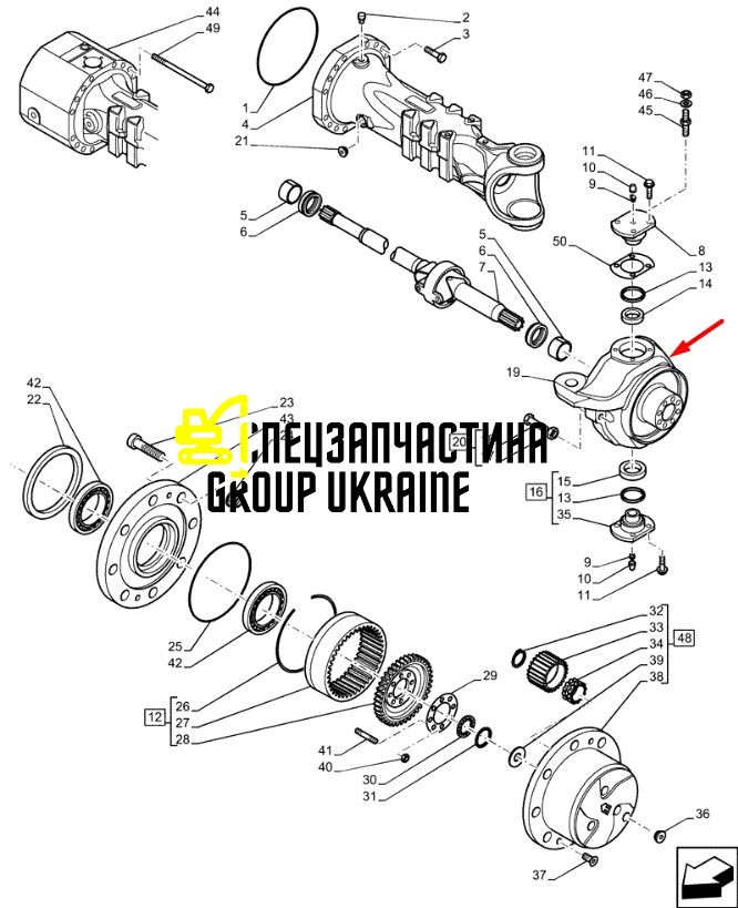 84512780 Поворотный кулак New Holland, Dana Spicer