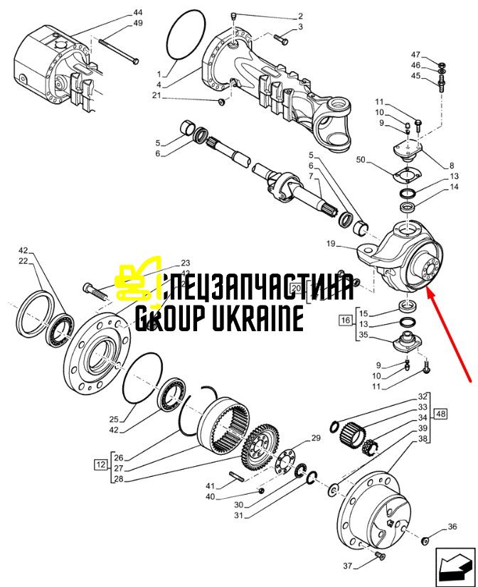 84512781 Поворотный кулак New Holland, Dana Spicer