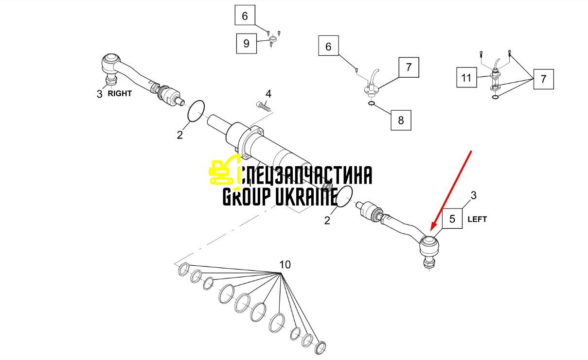 84525691 (211.24.625.01) Рулевая тяга New Holland, Dana Spicer