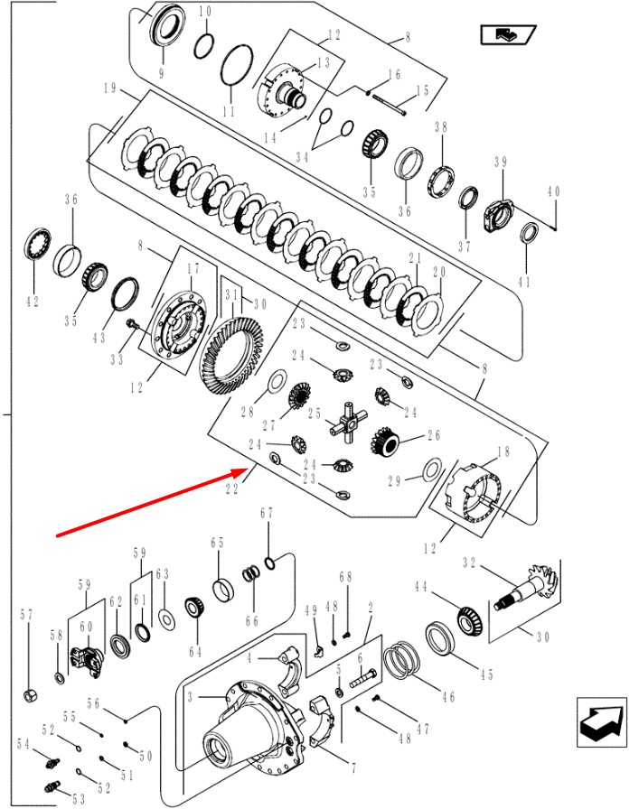 87324491 (070KR104X) Комплект шестерен дифференциала New Holland, Dana Spice Mag.310