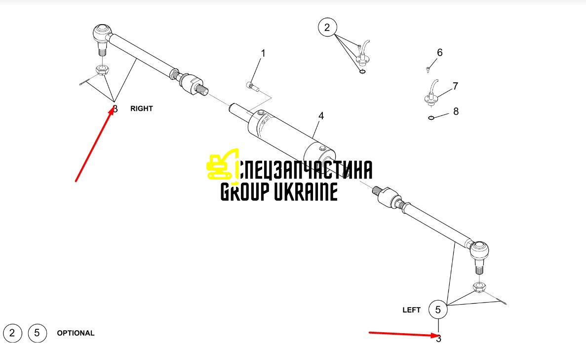 4237715M1 (212.24.630.17) Рулевая тяга, левая New Holland, Dana Spicer