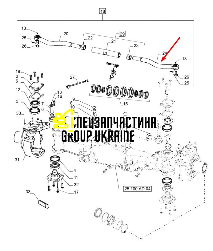 87674615 (87674617) Наконечник рулевой тяги, левый New Holland, Dana Spicer T8.390/Mag.340