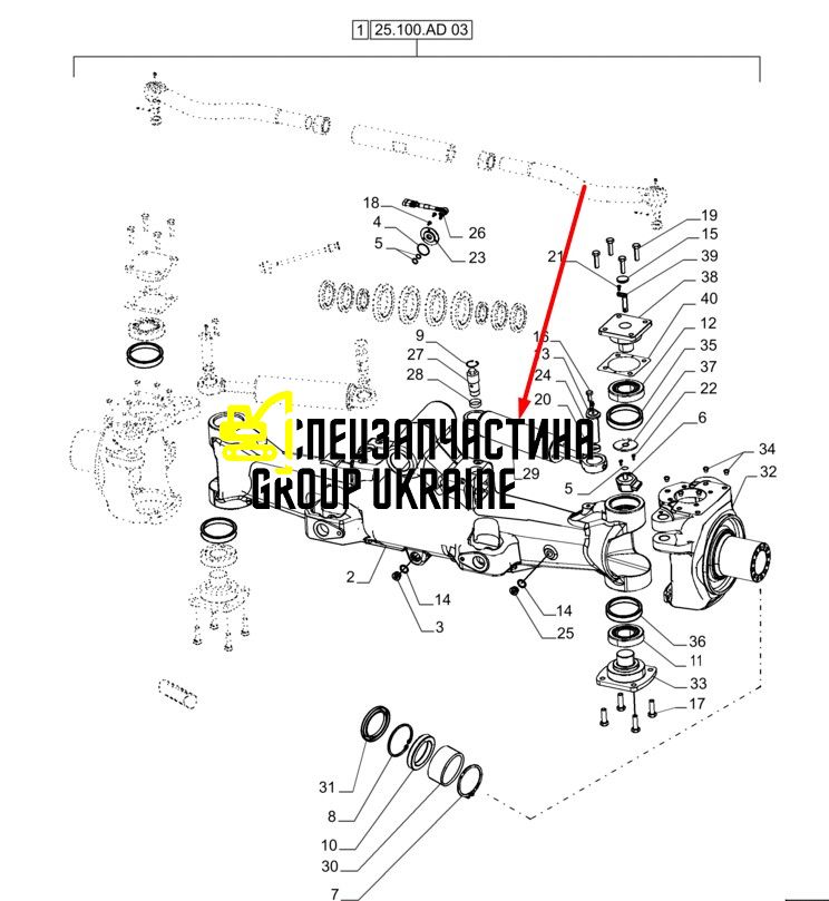 87674620 (770.24.613.01) Гидроцилиндр рулевой правый New Holland, Dana Spicer T8.390/Mag.340