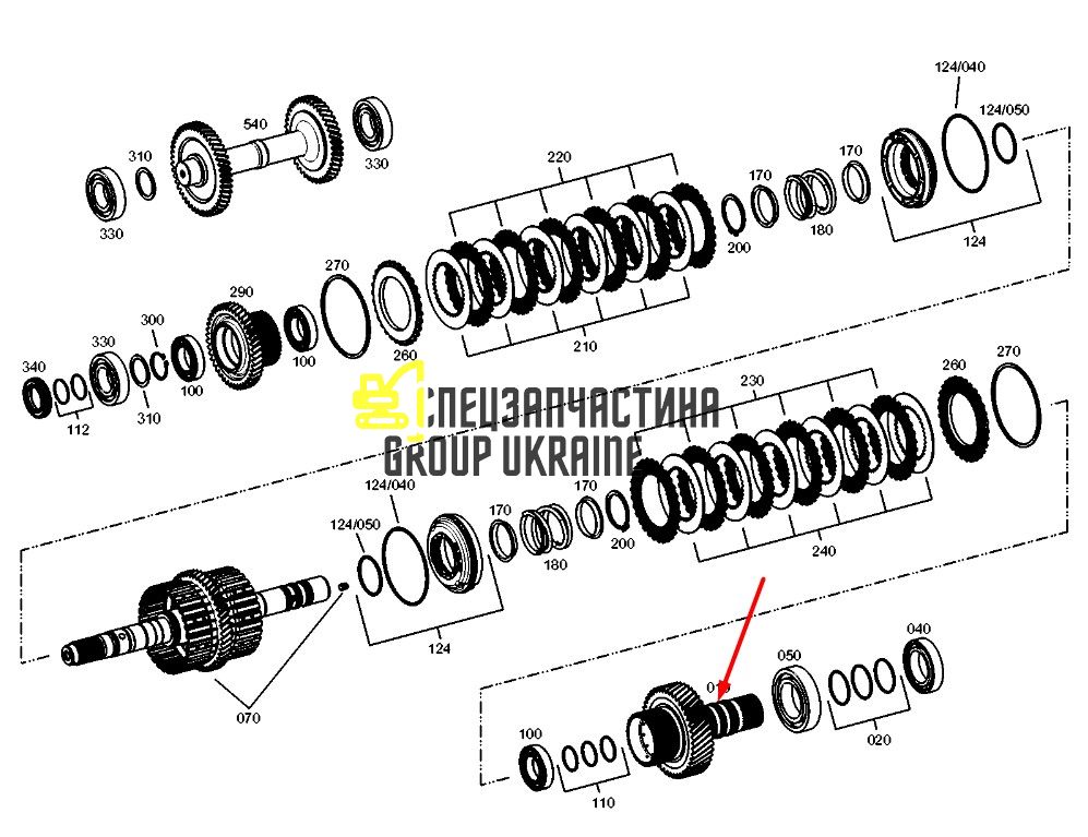 04416752 (2095368053) Фрезерованный вал с шестерней Same Deutz Fahr