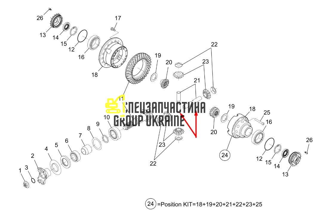11060116 Палец металлический дифференциала Liebherr