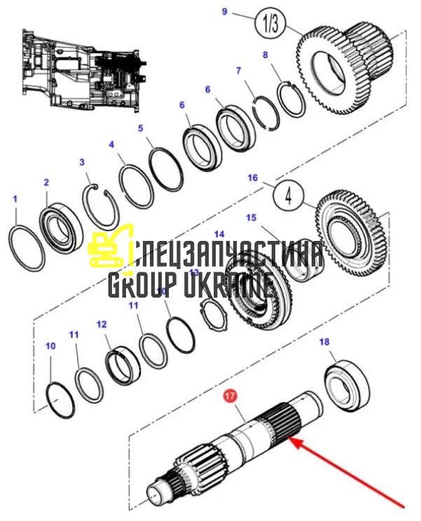 4302815M6 Вал КПП Massey Ferguson