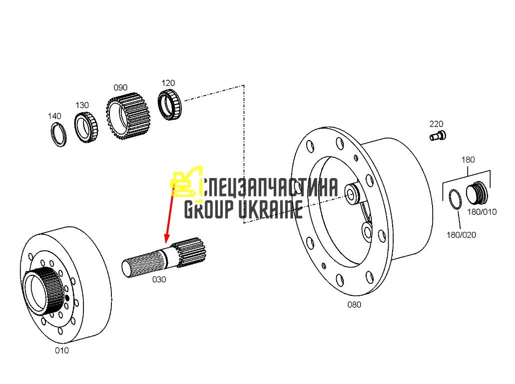 Z72474 (4475336074) Вал солнечной шестерни John Deere