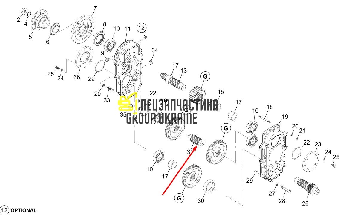 10288561 Вал шестерни Liebherr