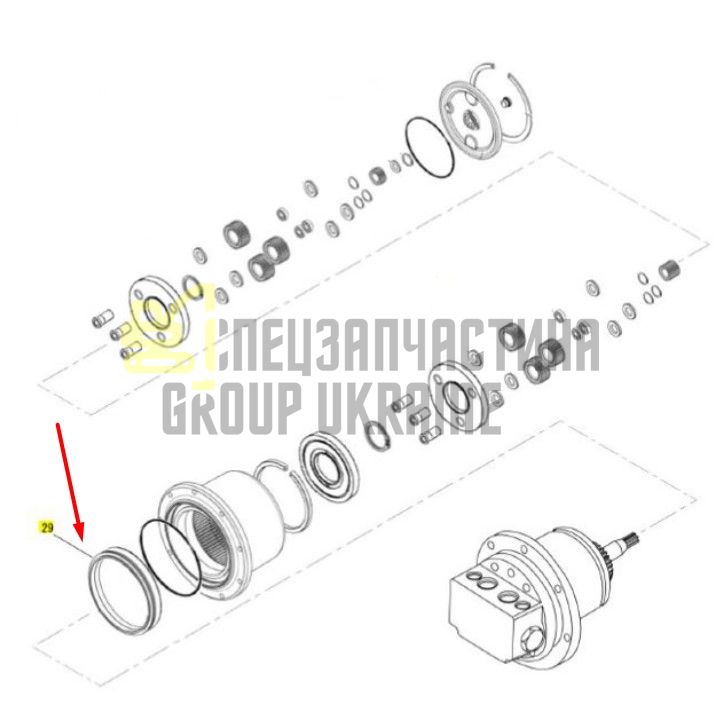 Сальник бортового редуктора 172A59-73320 Yanmar SV15, SV17, SV17E даукон, уплотнение