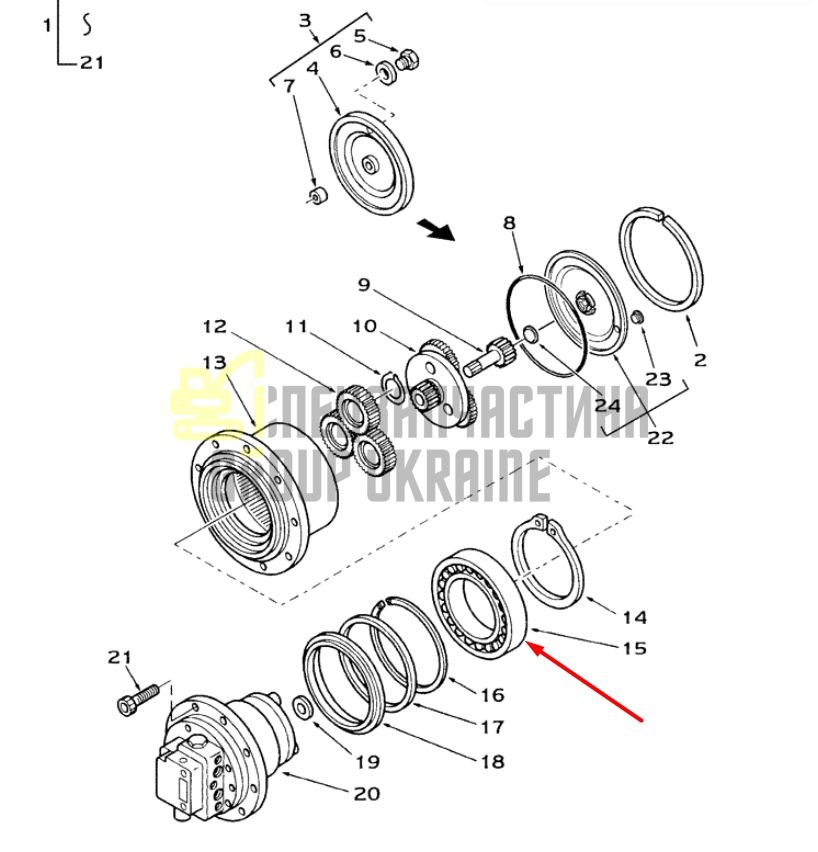 47046177 Подшипник редуктора хода CASE 35