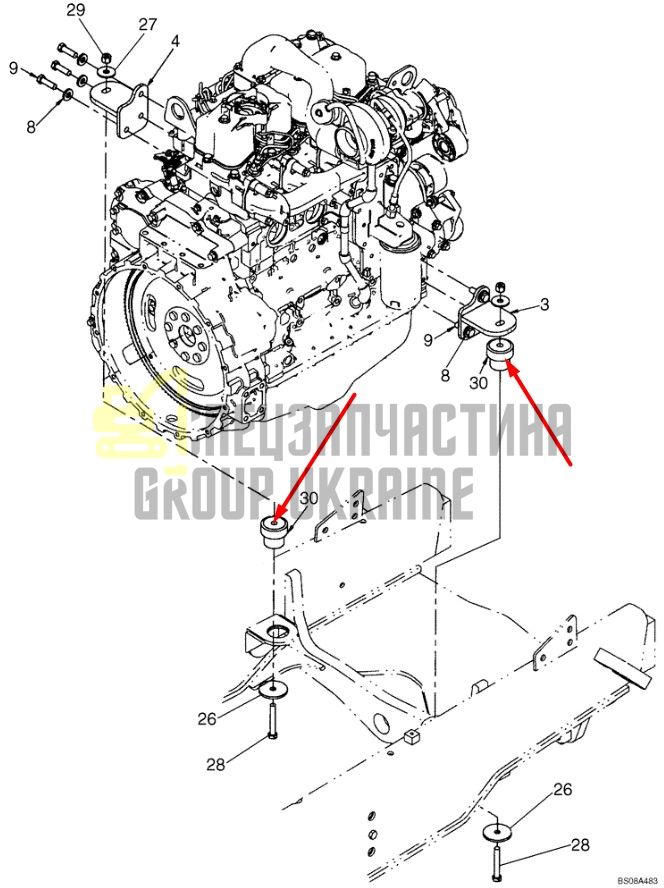 87488318 Подушка двигателя Case 580SR 580T 590ST 695ST 695SM 695SR