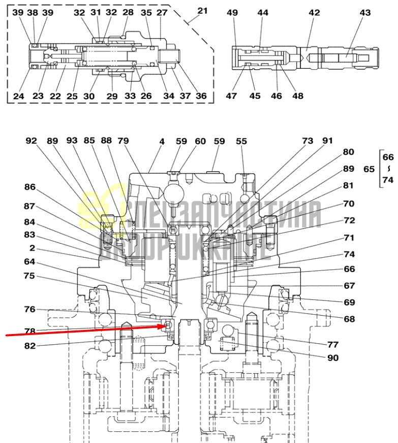 LB00546 Подшипник редуктора хода CASE CX350C