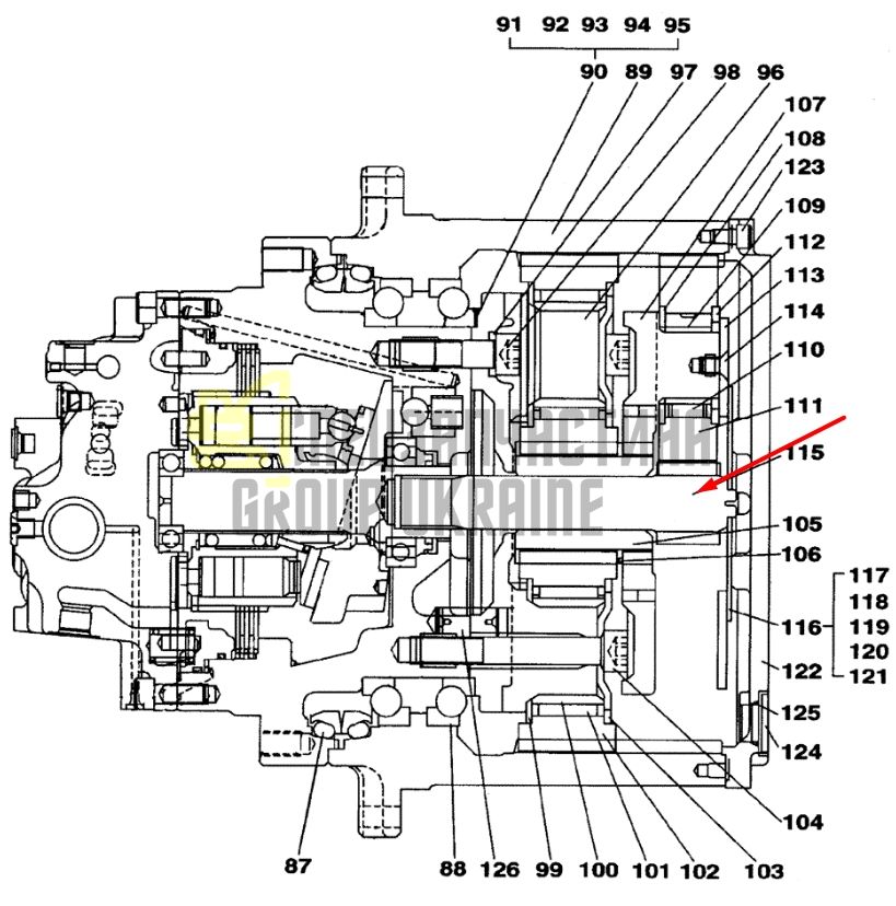 ​LC002900 Вал редуктора хода Case CX160, CX210, CX235, CX240