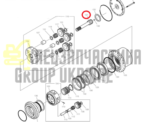 К9007390 Вал-шестерня (сателлит) Doosan DX225LC
