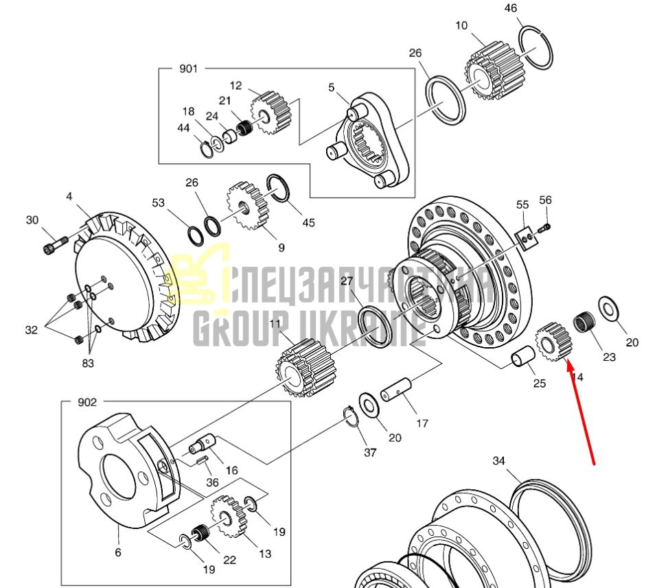 104-00036 Планетарна шестерня DOOSAN DX225LL