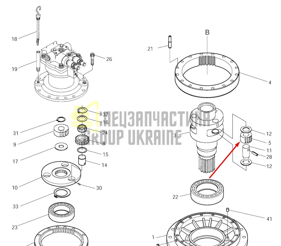 2101-1006E Шестерня планетарная (сателлит) 2 DOOSAN SOLAR 250LC-V