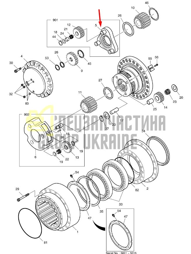 1.230-00009A Держатель сателлитов (треугольник) Doosan DX225LL