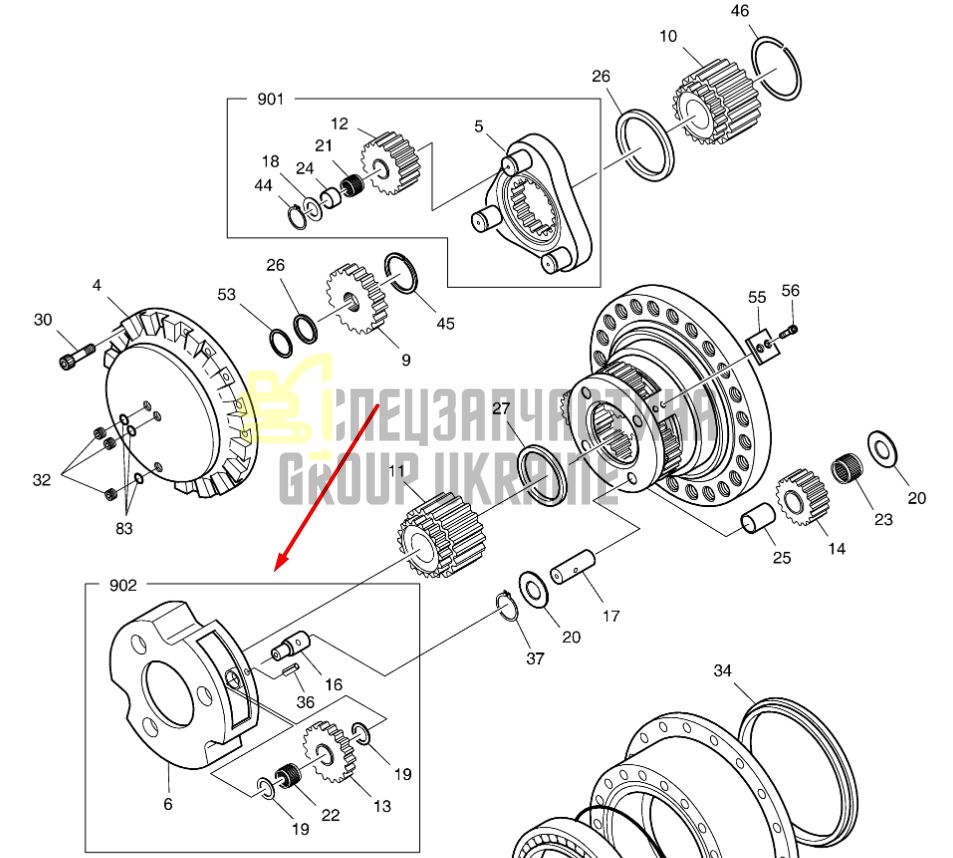 230-00044 Водило в сборе 2-я ступень DOOSAN S130W-V